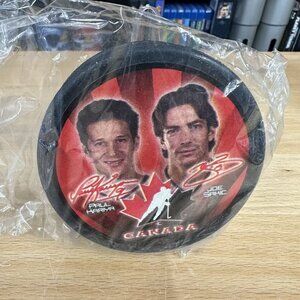 2002 Paul Kariya Joe Sakic McDonald's Salt Lake Olympics Team Canada Hockey Puck